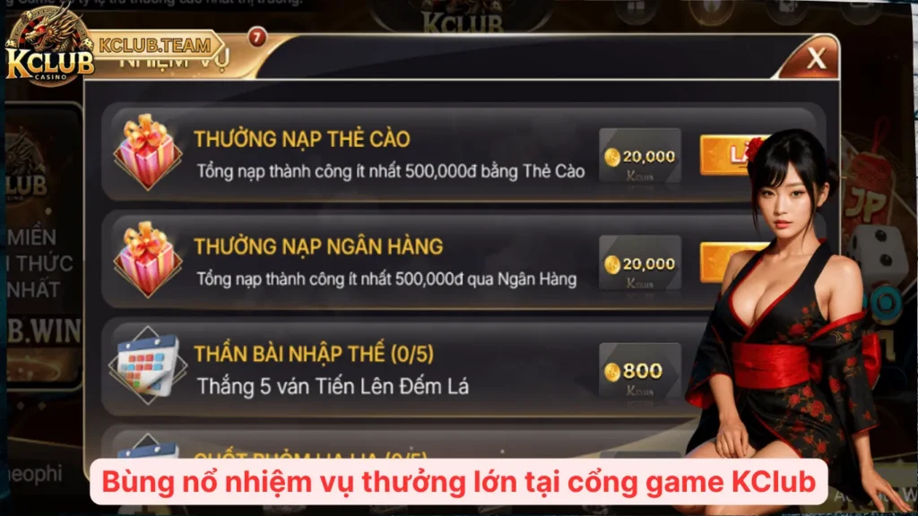 KClub 08mi93l 🎮️ Cổng Game Bài Kclub Team Giải Trí Top 1 Châu Á 2025 6 Bùng nổ nhiệm vụ thưởng lớn tại cổng game KClub